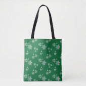 Handmade Snowflake Flurries - Bright Green & White トートバッグ (正面)