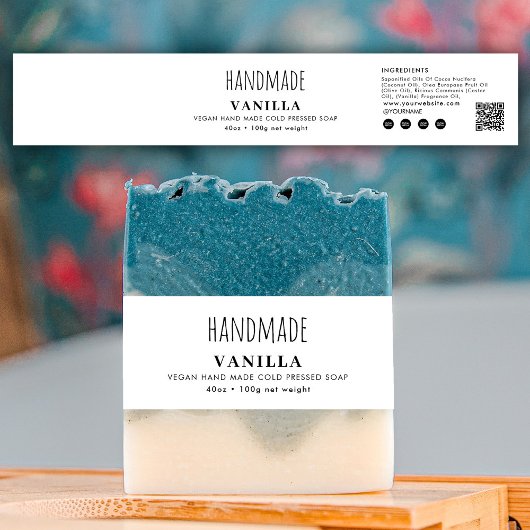 Handmade Soap Belly Band White Product Label Wrap 招待状ベリーバンド