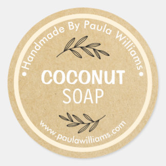 Handmade Soap Making With Leaves On Craft Sticker ラウンドシール