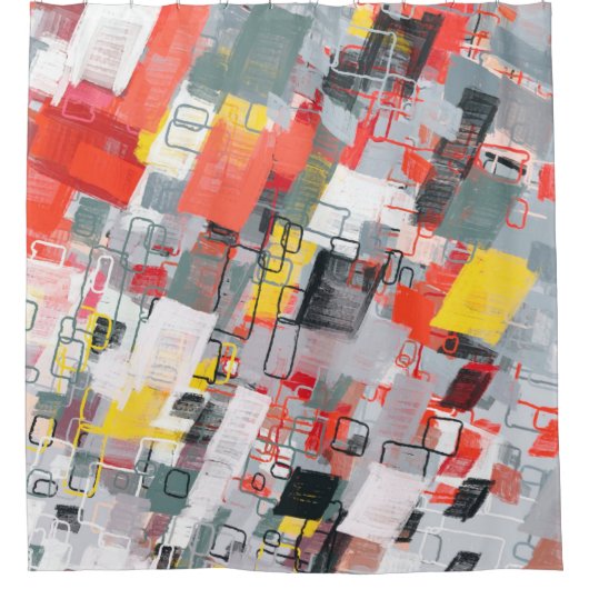 Handmade surreal abstract pattern. Modern artistic シャワーカーテン (正面)
