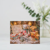 Handmade Teddy Bear with Christmas Gifts and Cozy  ポストカード (スタンド正面)