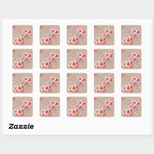 Handmade Thank You Stickers • Cute Order Packaging スクエアシール (シート)