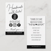 Handmade With Love Care Instructions Card 名刺 (正面/裏面)