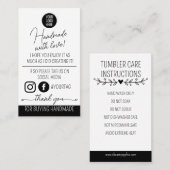 Handmade With Love Care Instructions Card 名刺 (正面/裏面)