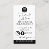 Handmade With Love Care Instructions Card 名刺 (正面)