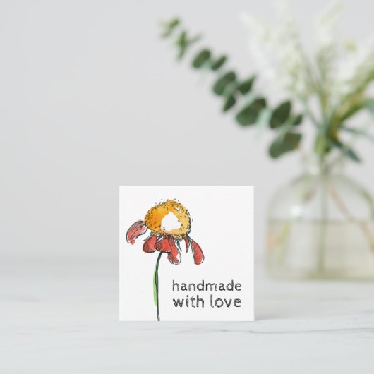Handmade With Love Coneflower Shop スクエア名刺 (スタンド正面)