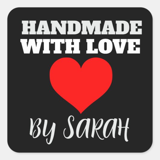 HANDMADE WITH LOVE CUSTOM STICKERS スクエアシール (正面)