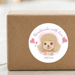 Handmade with Love Dog Sticker – Pastel Label ラウンドシール