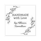 Handmade With Love Doodle Wreath Custom Name セルフインキングスタンプ (デザイン)