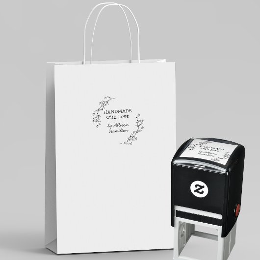 Handmade With Love Doodle Wreath Custom Name セルフインキングスタンプ