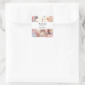 handmade with Love Eiffel Tower and Flowers スクエアシール (バッグ)