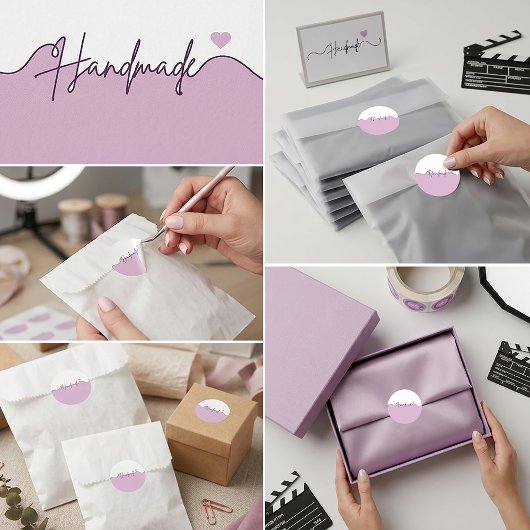 Handmade With Love Floral Small Business Packaging ラウンドシール