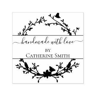 Handmade with Love flower Rubber Stamp セルフインキングスタンプ