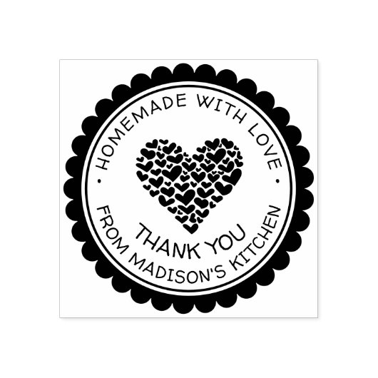 Handmade With Love Heart Thank You Personalized ラバースタンプ (インプリント)