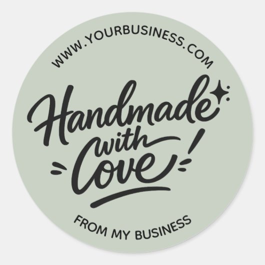 Handmade With Love Packaging Sticker ラウンドシール (正面)