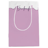 Handmade With Love Purple Small Business Packaging ミディアムペーパーバッグ (正面)