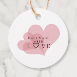 Handmade with Love Quote on Transparent Hearts フェイバータグ