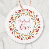 Handmade with Love Quote with Floral Wreath Design フェイバータグ (正面)