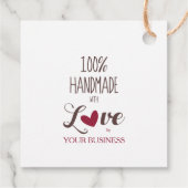 Handmade with Love Quote with Heart in Red Design フェイバータグ (裏面)