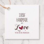 Handmade with Love Quote with Heart in Red Design フェイバータグ (正面)