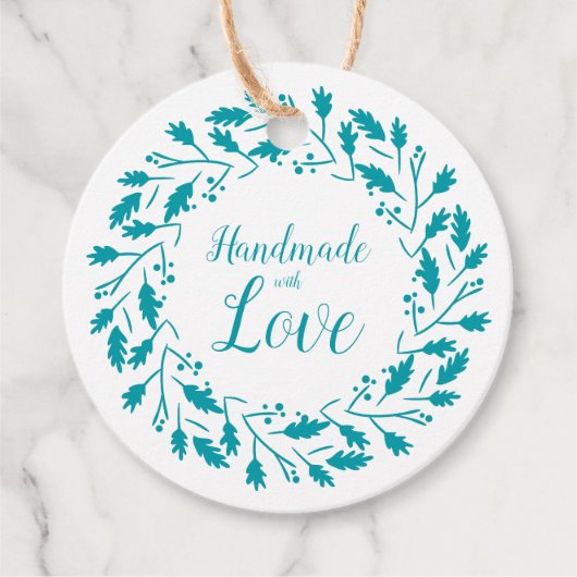 Handmade with Love QuoteDesign in Aquamarine フェイバータグ (正面)