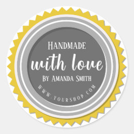 Handmade With Love Round Grey Sticker ラウンドシール
