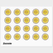 Handmade With Love Round Yellow Sticker ラウンドシール (シート)