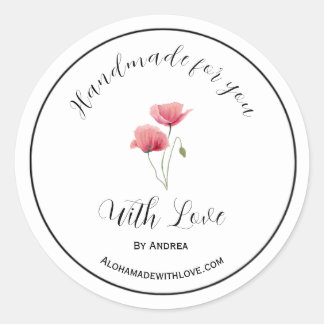Handmade with love sticker for custom goods ラウンドシール