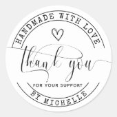 Handmade With Love Thankステッカー ラウンドシール (正面)