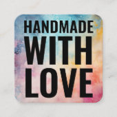 Handmade With Love Watercolor Abstract Background  スクエア名刺 (正面)
