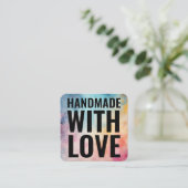 Handmade With Love Watercolor Abstract Background  スクエア名刺 (スタンド正面)