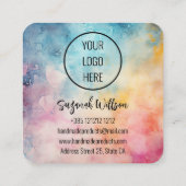 Handmade With Love Watercolor Abstract Background  スクエア名刺 (裏面)