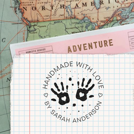 Handmade With Love Your Shop And Name セルフインキングスタンプ