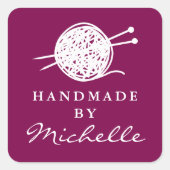 Handmade wool knitting thread bundle logo custom スクエアシール (正面)