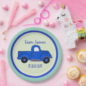 Handpainted Blue Truck Art Personalize ペーパープレート (パーティー)