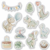 HandPainted Happy Birthday Dinos Sticker シール (正面)