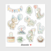 HandPainted Happy Birthday Dinos Sticker シール (シート)