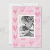 Handpainted heart valentine's photo greeting card シーズンカード (正面)