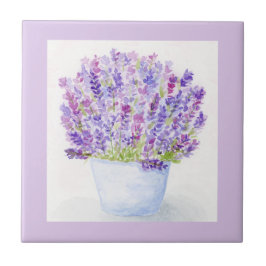 Handpainted Loose Watercolor Lavender Floral タイル