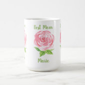 Handpainted Loose Watercolor Rose Floral NAME コーヒーマグカップ (中央)