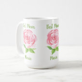 Handpainted Loose Watercolor Rose Floral NAME コーヒーマグカップ (正面左)