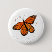 Handpainted Monarch Butterfly Button 缶バッジ (正面)