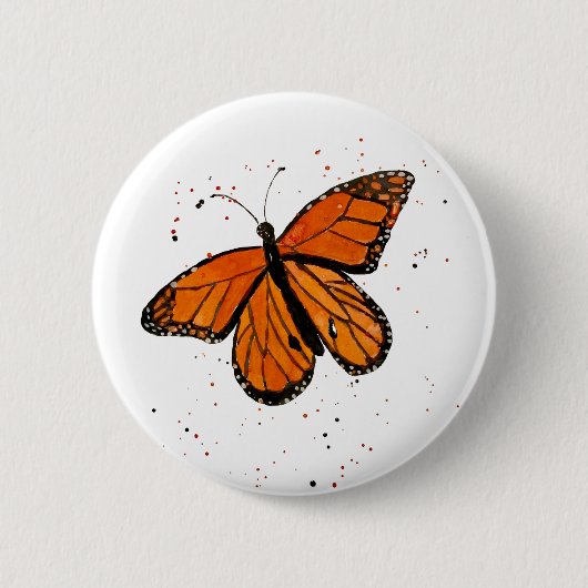 Handpainted Monarch Butterfly Button 缶バッジ (正面)