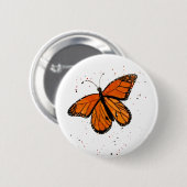 Handpainted Monarch Butterfly Button 缶バッジ (正面&裏面)