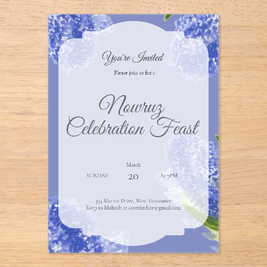 Handpainted Nowruz Greeting Card アクリル招待状 (正面)