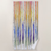 Handpainted rainbow sunset birch watercolor forest ビーチタオル (正面)