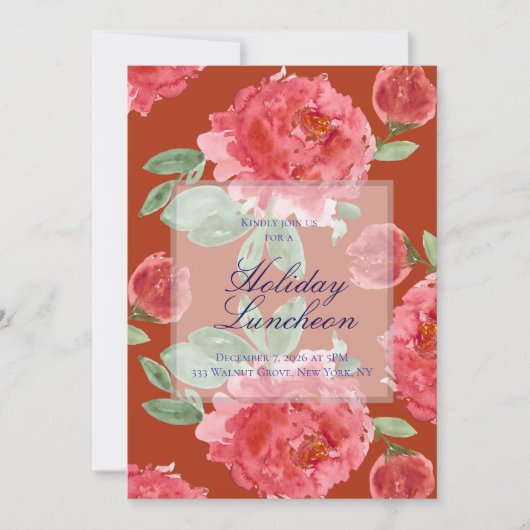 Handpainted Red Roses Holiday Luncheon (正面)