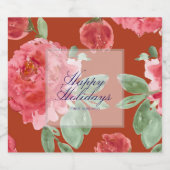 Handpainted Red Roses Holiday Luncheon スパークリングワインラベル (シングルラベル)