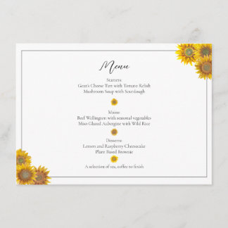 Handpainted Sunflower Menu メニュー