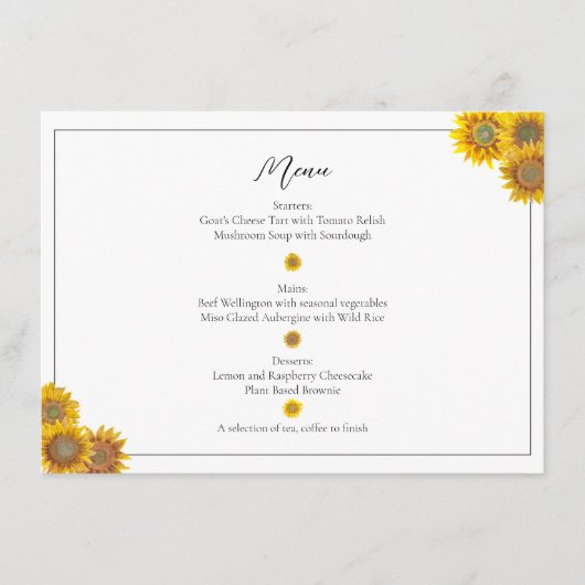 Handpainted Sunflower Menu メニュー (正面)